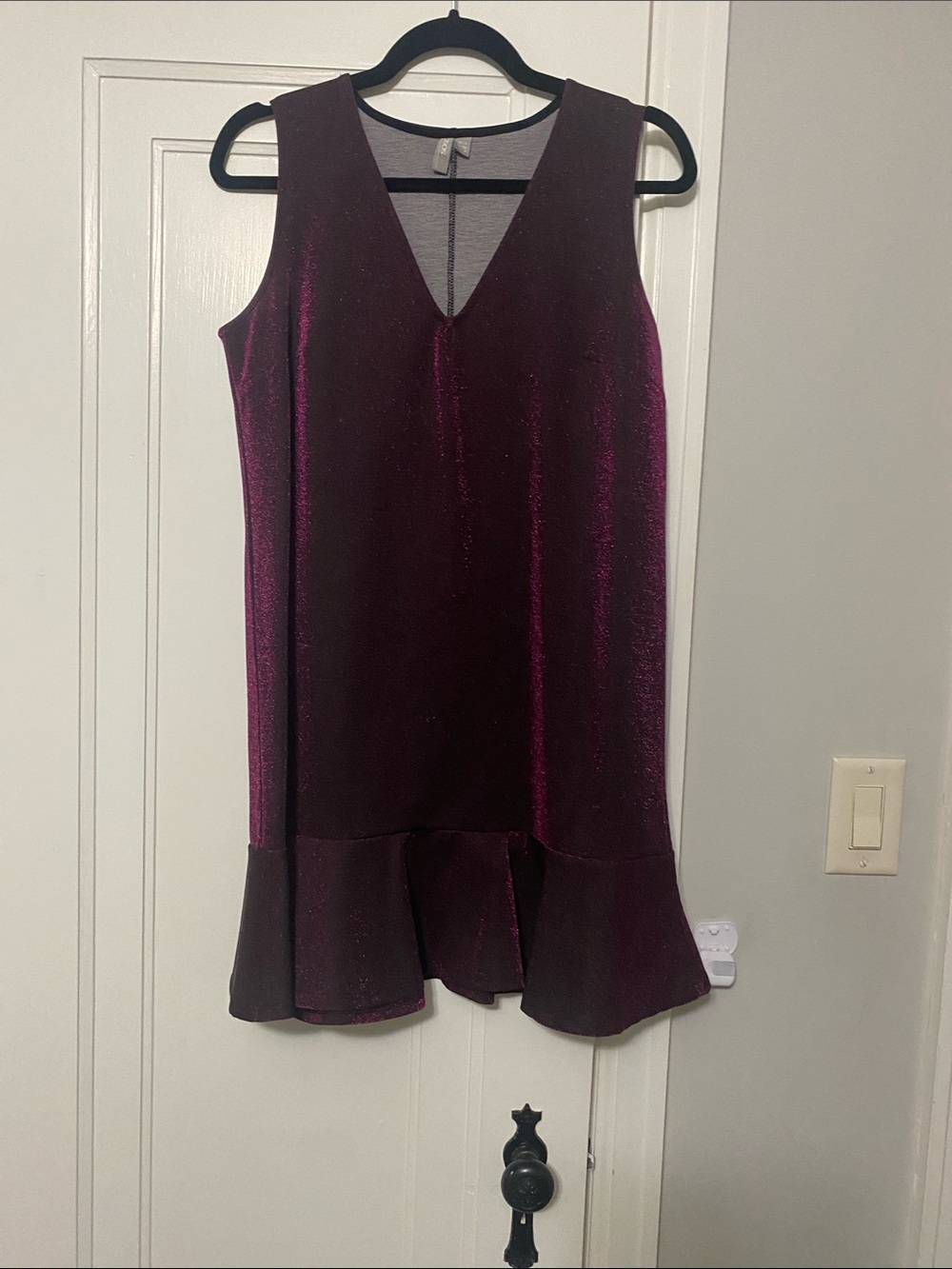 ASOS Shimmery Plum V-Neck Mini Dress